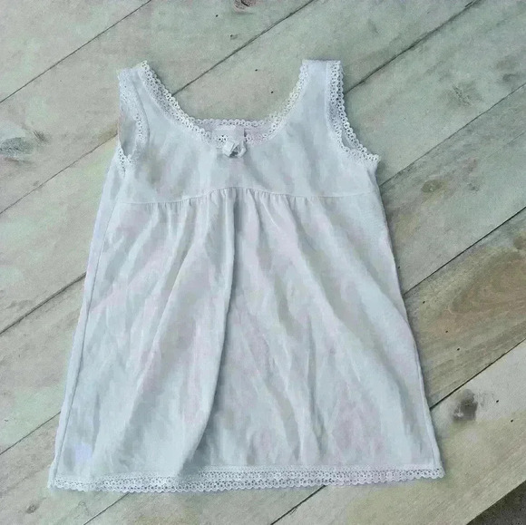 Vintage Candy Kane By Imerman Girls Size 4 White Slip Lace Eyelet Trim Pink Rose - Picture 1 of 4
